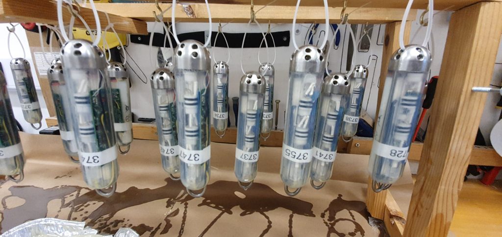 last production run of the Mk2 resin moulded boluses hanging to cure