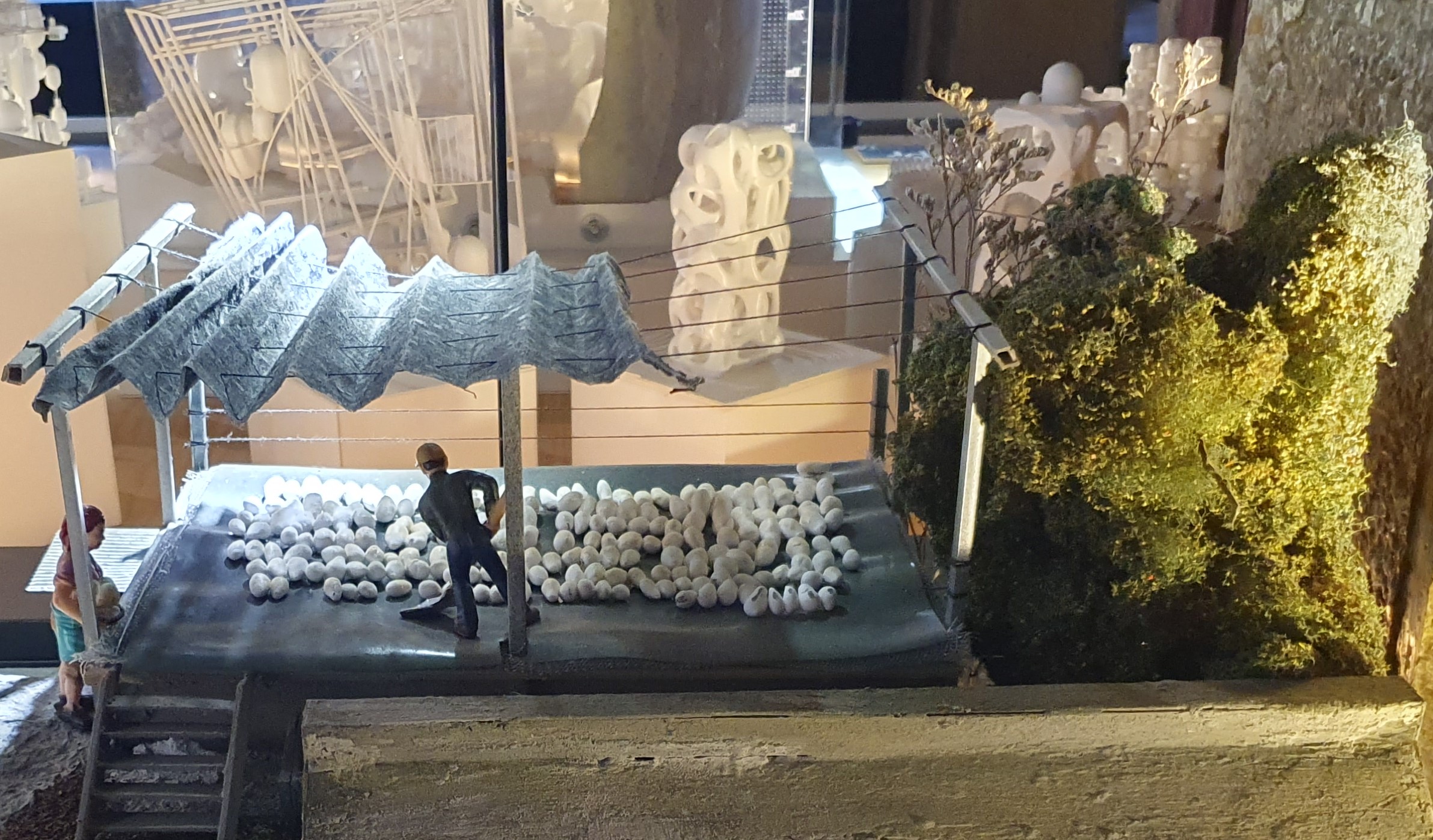 A model of a Taiwanese farm with extendable shade mounted 2.4 m above the crop